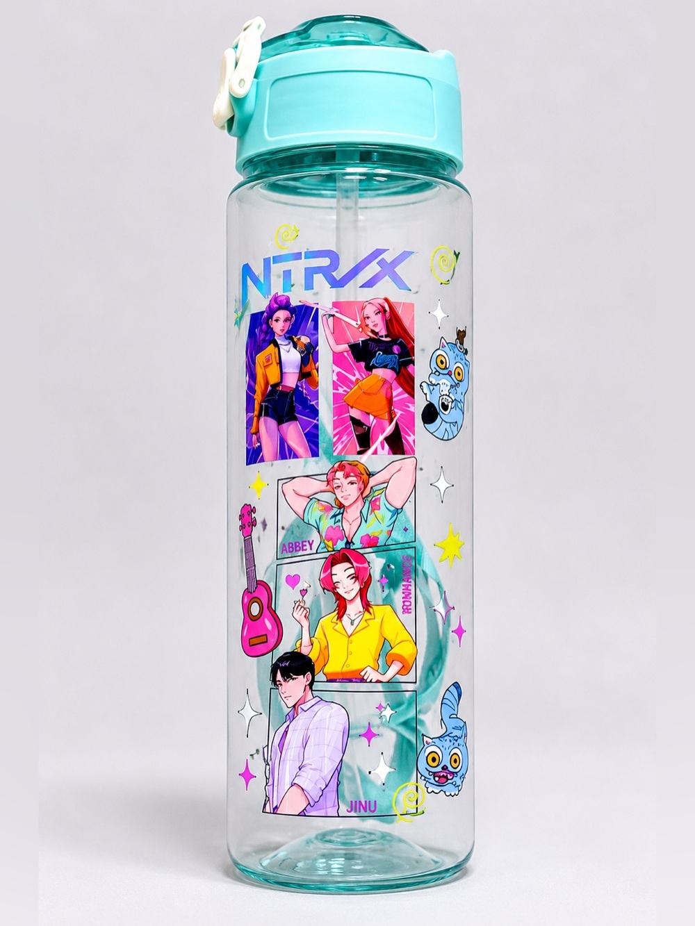KPOP Demon Hunters Character Water Bottle with Straw Lid – Reusable